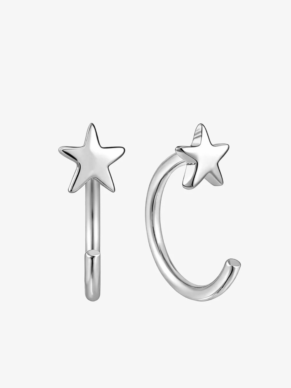 J&CO Sparkle Star Hoop Earrings 925 Sterling Silver CZ